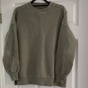 Aerie Women's Olive Crew Neck  Worn Sweater size XXS oversized